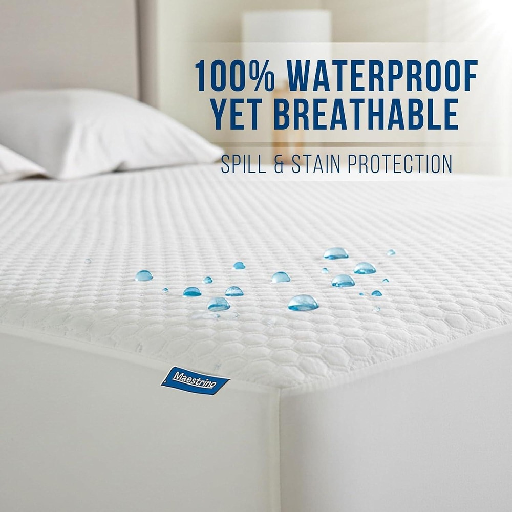 Maestrino Tencel Waterproof Mattress Protector Cover King White Allergen Proof
